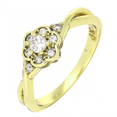 14K PIERŚCIONEK POZŁACANY US6 7 MM BRYLANTOWA MARKIZA XUPING 80584