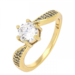 PIERŚCIONEK POZŁACANY 7 MM BRYLANTOWY ZARĘCZYNOWY XUPING 80805