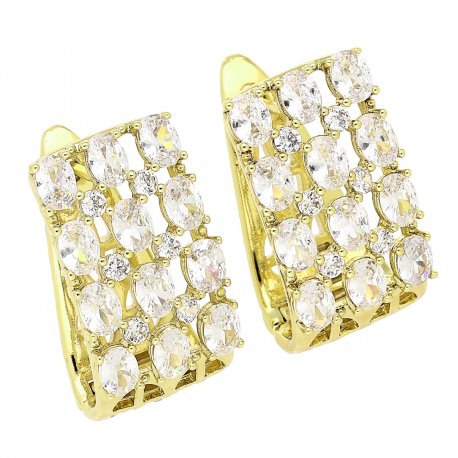 14k KOLCZYKI POZŁACANE 22/12 MM AŻUR Z BRYLANTAMI XUPING 80883