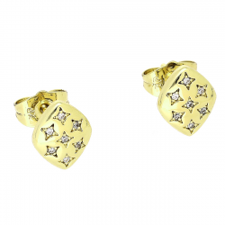 14K KOLCZYKI POZŁACANE 11/9 MM MALUSZKI Z BRYLANCIKAMI XUPING 80935