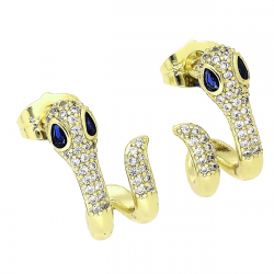 14K KOLCZYKI POZŁACANE 18/11 MM ŻMIJA SZAFIROWE OCZY XUPING 80943