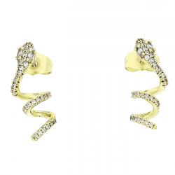 14K KOLCZYKI POZŁACANE 23/8 MM ŻMIJA BRYLANTOWE OCZY XUPING 80947