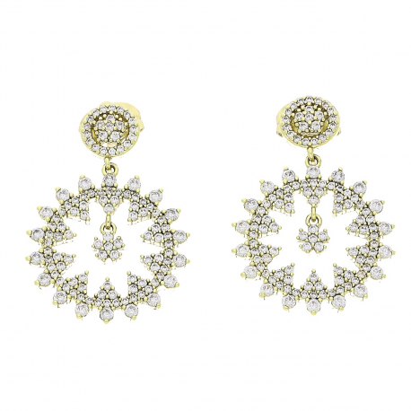 14K KOLCZYKI POZŁACANE 30/21 MM BRYLANTOWE ELEGANTKI XUPING 80953