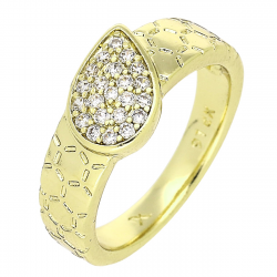 14K PIERŚCIONEK POZŁACANY 8 MM BRYLANTOWA ŁEZKA XUPING 80960