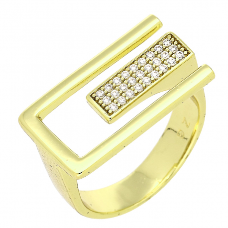 14K PIERŚCIONEK POZŁACANY 11 MM BRYLANTOWY XUPING 80961