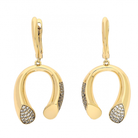 KOLCZYKI POZŁACANE 41/19 MM BRYLANTOWE PODKÓWKI XUPING 81112