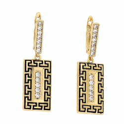 KOLCZYKI POZŁACANE 38/12 MM GREK CZARNA EMALIA XUPING 81116