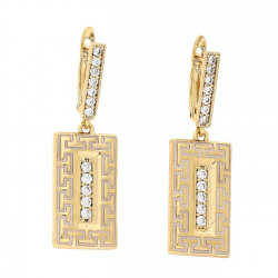 KOLCZYKI POZŁACANE 38/12 MM GREK BIAŁA EMALIA XUPING 81117