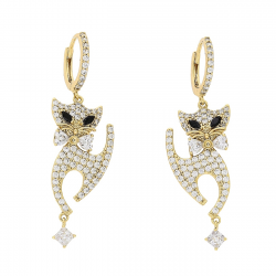 KOLCZYKI POZŁACANE 43/14 MM BRYLANTOWE KOCICE XUPING 81152