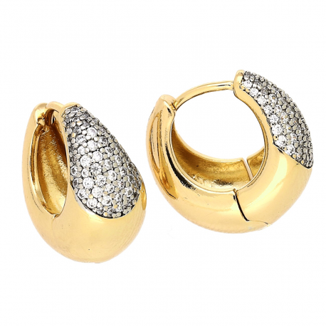 KOLCZYKI ZŁOCONE 17/9 MM TRADYCYJNE Z BRYLANCIKAMI XUPING 81165