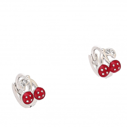 KOLCZYKI PLATYNOWANE 8/6 MM KÓŁECZKA Z WISIENKAMI XUPING 81191