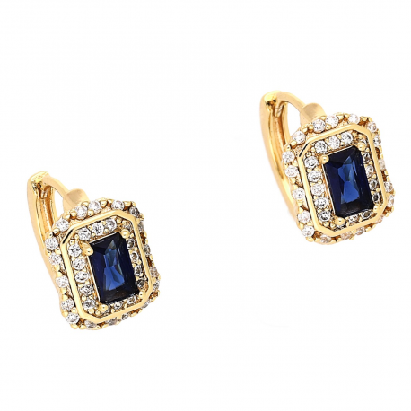 KOLCZYKI POZŁACANE 12/8,5 MM MALUSZKI Z SZAFIREM XUPING 81204