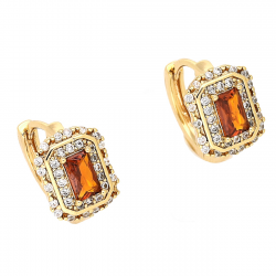 KOLCZYKI POZŁACANE 12/8,5 MM MALUSZKI Z GRANATEM XUPING 81207