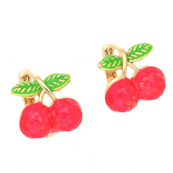 KOLCZYKI POZŁACANE 12/12 MM WISIENKI EMALIA XUPING 81217