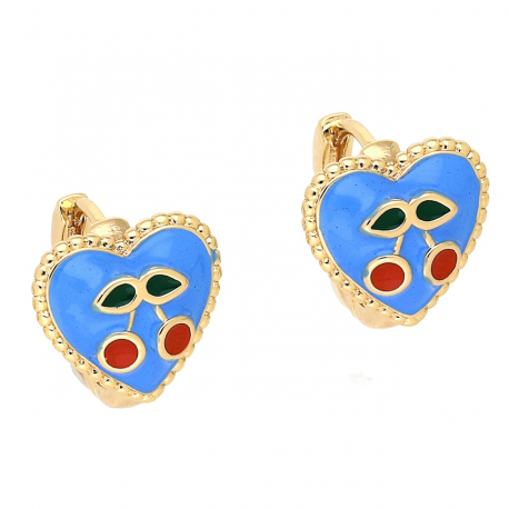 KOLCZYKI POZŁACANE 12/11 MM SERCE WISIENKI EMALIA XUPING 81219