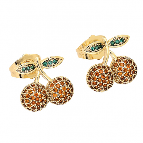 KOLCZYKI POZŁACANE 12/13 MM CZERWONE WISIENKI XUPING 81232