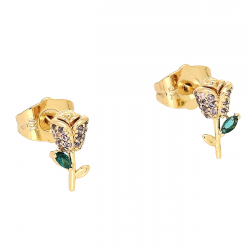 KOLCZYKI POZŁACANE 11/5 MM RÓŻOWA RÓŻYCZKA XUPING 81250