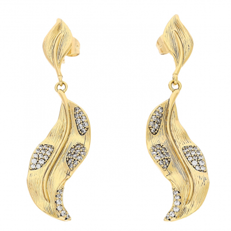 KOLCZYKI POZŁACANE 49/13 MM WISZĄCE LISTKI XUPING 81255