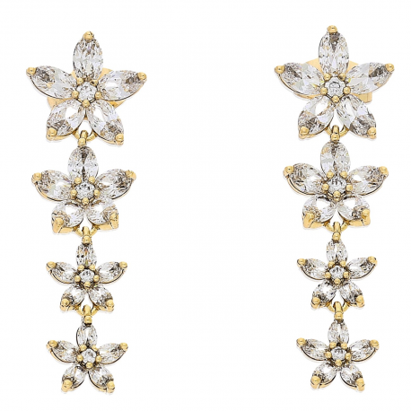 KOLCZYKI POZŁACANE 39/13 MM CZTERY BRYLANTOWE MARGERYTKI XUPING 81259