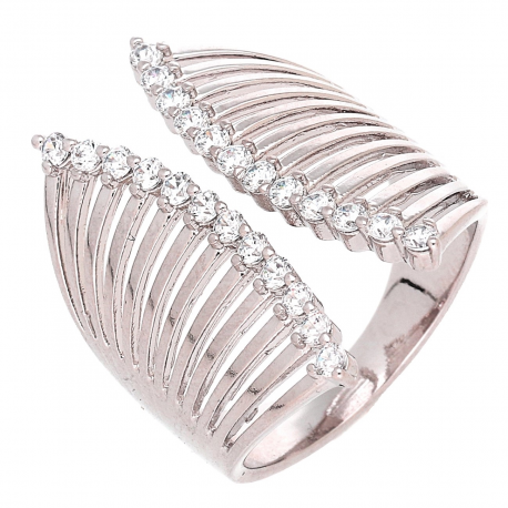 PIERŚCIONEK PLATYNOWANY 24 MM AŻUR Z BRYLANCIKAMI XUPING 81286