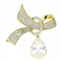 14K BROSZKA POZŁACANA 45/41 MM BRYLANTOWA WSTĄŻKA XUPING 81321