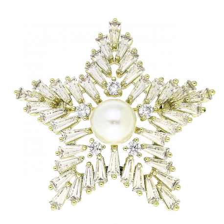 14K BROSZKA POZŁACANA 30/31 MM BRYLANTOWA GWIAZDA XUPING 81323