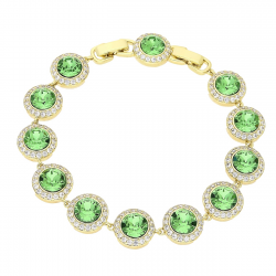 14K BRANSOLETKA POZŁACANA 19,5-17 CM 12 MM EMERALD LIGHT CRYSTAL XUPING 81335
