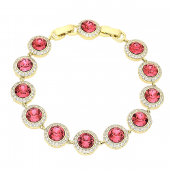14K BRANSOLETKA POZŁACANA 19,5-17 CM 12 MM ROSE CRYSTAL XUPING 81336