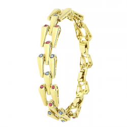 14K BRANSOLETKA POZŁACANA 20-16 CM 13 MM MIX CRYSTAL XUPING 81347