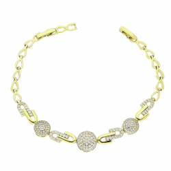 14K BRANSOLETKA POZŁACANA 18,5-17 CM 10 MM BRYLANTOWA XUPING 81365