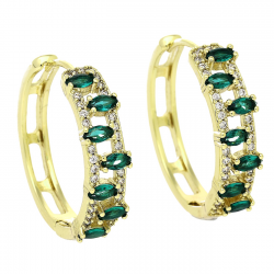 14K KOLCZYKI POZŁACANE 28/7 MM KOŁA ZE SZMARAGDAMI XUPING 81389