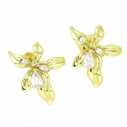 14K KOLCZYKI POZŁACANE 23/20 MM ZŁOTE KWIATY XUPING 81421