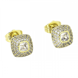 14K KOLCZYKI POZŁACANE 10/10 MM MARKIZA Z RADIANTEM XUPING 81422