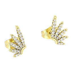 14K KOLCZYKI POZŁACANE 13/8 MM BRYLANTOWE PROMIENIE XUPING 81423