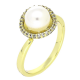 14K PIERŚCIONEK POZŁACANY 11 MM PERŁA W BRYLANTACH XUPING 81435