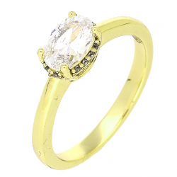 14K PIERŚCIONEK POZŁACANY 6 MM BRYLANT ZARĘCZYNOWY XUPING 81439