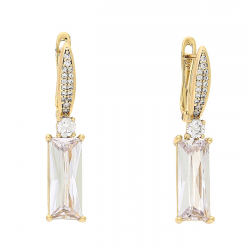 KOLCZYKI POZŁACANE 34/7 MM BRYLANT BAGIETA XUPING 81519