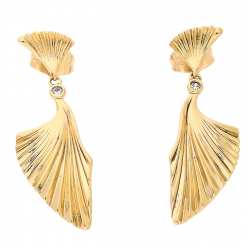 KOLCZYKI POZŁACANE 37/13 MM ZŁOTE LISTKI MIŁORZĄBU XUPING 81557