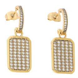 KOLCZYKI POZŁACANE 2W1 37/14 MM BRYLANTOWE XUPING 81559