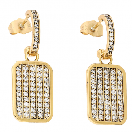 KOLCZYKI POZŁACANE 2W1 37/14 MM BRYLANTOWE XUPING 81559