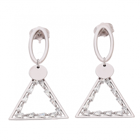 KOLCZYKI PLATYNOWANE 38/23 MM BRYLANTOWY TRÓJKĄT XUPING 81560