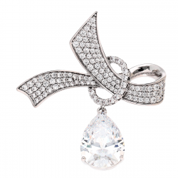 BROSZKA PLATYNOWANA 45/41 MM BRYLANTOWA WSTĄŻKA XUPING 81625