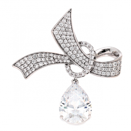 BROSZKA PLATYNOWANA 45/41 MM BRYLANTOWA WSTĄŻKA XUPING 81625