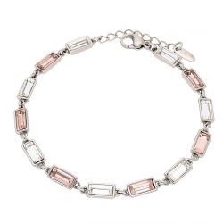 BRANSOLETKA PLATYNOWANA 17+3 CM 4 MM MIX ROSE AND CRYSTAL XUPING 81655