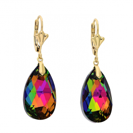 KOLCZYKI POZŁACANE 41/13 MM VITRAIL CRYSTAL XUPING 81658