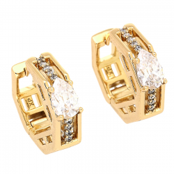 KOLCZYKI POZŁACANE 16/5 MM OŚMIOKĄT ŁEZKA BRYLANT XUPING 81731