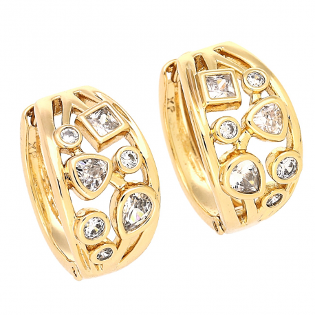 KOLCZYKI POZŁACANE 17/10 MM BRYLANTOWY MIX XUPING 81733