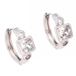 KOLCZYKI PLATYNOWANE 15/6,5 MM KÓŁKA Z RADIANTEM XUPING 81745