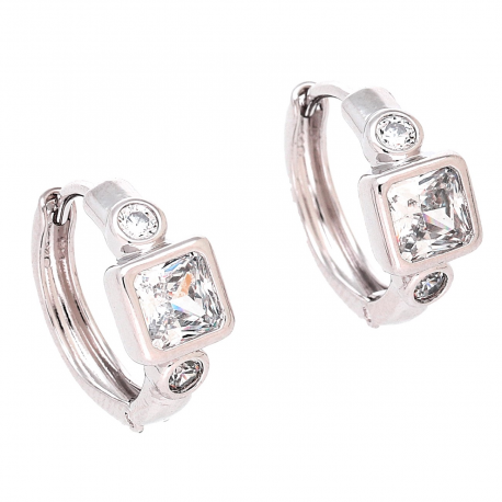 KOLCZYKI PLATYNOWANE 15/6,5 MM KÓŁKA Z RADIANTEM XUPING 81745