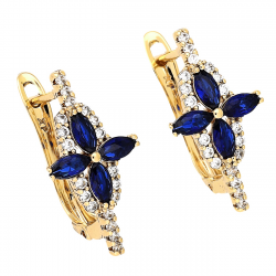 KOLCZYKI POZŁACANE 21/11 MM SZAFIROWA LILIA XUPING 81783